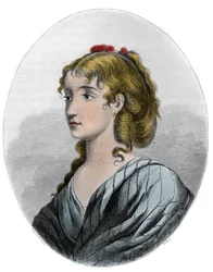 Cecile Aimee Renault (1774-1794), francia forradalmár portréja - Metszet 1863-ból a „Le Livre Rouge – Histoire De L