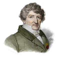 Georges Cuvier (1764-1832) francia paleontológus portréja a Societe Mo által kiadott és terjesztett „Hasznos férfiak portréi és története: minden országból és minden körülmények között férfiak és nők, akik jogot szereztek a férfiak elismeréséhez” című köny
