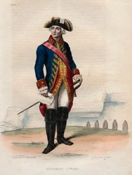 Jacques Antoine Hippolyte (Jacques-Antoine-Hippolyte), Guibert gróf (1743-1790), francia tábornok és katonai író portréja – Illusztráció a „Le Plutarque Français” című könyvből, Edmond Mennechet