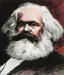 Karl Marx német filozófus, közgazdász és forradalmár portréja (metszet