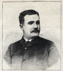 Pierre Decourcelle francia író (1856-1926) portréja. Metszet a "" Le Petro Parisien" -ben