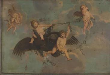 Putti sassal a felhőkön, 1650 körül (olaj, vászon)