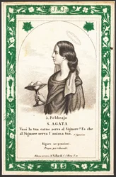 Szent Agatha Jámbor képének ábrázolása. Képeslap. 20. század eleje. Magángyűjtemény