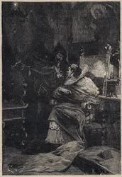Rodrigo Borgia és Ascanio Maria Sforza Visconti (1455-1505) – metszet Oscar Pio „Lucrezia Borgia” című művéből – 1883