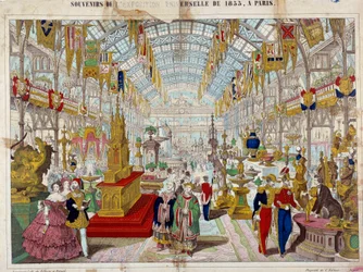 Szuvenírek az 1855-ös párizsi egyetemes kiállításról Metszet 1855 körül. Párizs, Musee Carnavalet