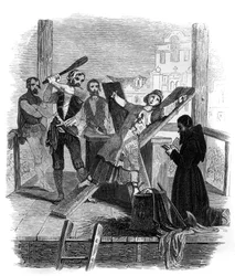 Kerékbetörés - Kerék általi kivégzés - Illusztráció Victor de Fereal, Suberwick és Manuel Galo de Cuendias „Mystères de l