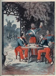 A La Rochelle-i négy őrmestert (Jean Francois Bories (1795-1822), Jean Joseph Pommier (1796-1822), Marius Claude Raoulx (1797-1822) és Charles Goubin (1798-1822) a restauráció alatt azzal vádolják, hogy meg akarják dönteni. a monarchia és a guillotine 1822