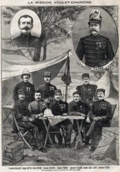 A Voulet Chanoine küldetés (Voulet-Chanoine) Francia expedíció Csád gyarmati meghódítására: Octave Meynier hadnagy (1874-1961) és Arsene Klobb ezredes (1857-1899) portréja balról jobbra lent: Boutalland hadnagy, őrmester.