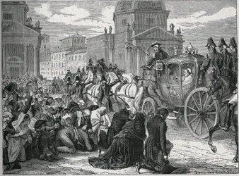 VII (Pio) Pius pápa (1742-1823) diadalmas belépése Rómába (Roma) 1814. május 24-én. Metszet a XIX. Magángyűjtemény.
