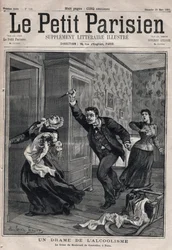 Különböző tények: az alkoholizmus drámája - Le Criminal du Boulevard de Courcelles Párizsban - "Le petit Parisien" metszet 1891-ből - Magángyűjtemény