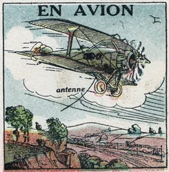 Vezeték nélküli telefonálás: repülővel. 1925 névtelen illusztrációja. Magángyűjtemény.