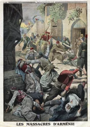 világháború, örmény népirtás, örmény lakosság elpusztítása oszmán törökök által, Illusztráció a Le Petite Journal francia újságból, december 12.