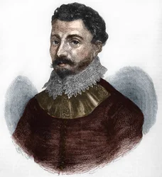 Sir Francis Drake portréja. Angol navigátor és magánember (született Tavistockban, Devonshire, 1540 körül Portobelo mellett, Paname