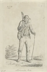 Ardenneki gazda kapával Ardennes farmer (cím a tárgyon) Farmerek és női gazdálkodók a Holland Királyságból (sorozat címe)