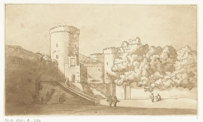 Egy erőd fala tornyokkal Castel Gandolfo