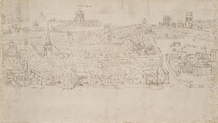 London panorámája Southwarkból nézve: Billingsgate a Tower Wharfig, 1554