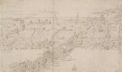 London panorámája Southwarkból nézve: London Bridge, 1554