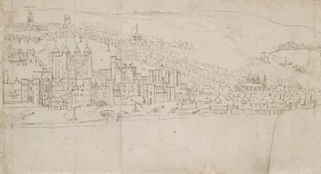 London panorámája Southwarkból: The Tower, 1554