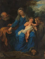 A Szent Család egy női szenttel imádkozva, 1630-1650 körül (olaj, vászon)