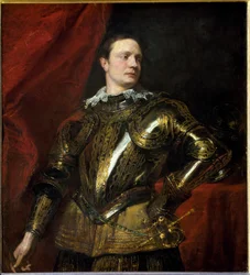 Fiatal tábornok (vagy condottiere) portréja aranypáncéllal (olaj, vászon, 1624 körül)