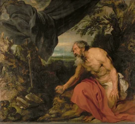 Szent Jeromos, Van Dyck Rubens műhelyében dolgozott (festmény, vászon)