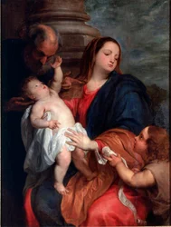 Antonie Van Dyck (1599-1641) A Szent család festménye 1621-1625 kb. Nap. 123x94 cm Gének, Banca Carige kollekció