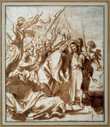 Krisztus letartóztatása. Anton Van Dyck (1599-1641) rajza Ec. Nagyzolás.
