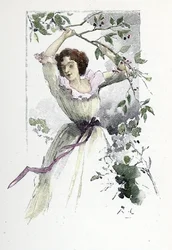 A fiatal Caroline de Colombier portréja, c. 1785 (nyomtatott)