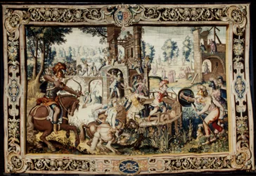 Gyakorlat egy bástya megtámadására és védelmére, 1562–1565 (szőtt 1611–1627) (gyapjú és selyem)