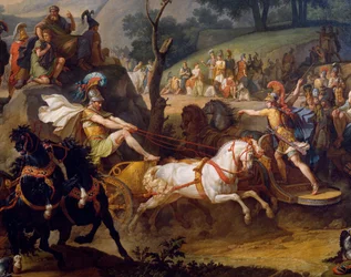 Patroklosz tiszteletére rendezett halotti játékok, Akhilleusz részlete harci szekerén, kb. 1790
