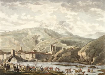 A millesimoi csata, germinal 25., 4. év (1796. április), vésette: Jean Duplessi-Bertaux (1747-1819) (akvatinta)