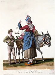 A cseresznye eladó, vésette Philibert Louis Debucourt (1755-1832)