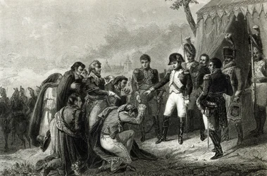 A legyőzött spanyol leborult Napóleon előtt, mielőtt Madridba lépett volna, 1808 decemberében