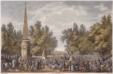 Vergilius ünnepe Mantovában, 24 Vendemiaire, 6. év (1797. október) Georges Malbeste (1754-1843) metszete (aquatinta)