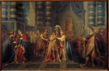 Cleopatre lenyeli a mérget Pierre Corneille „” Rodogune”” című felvonásának utolsó jelenete. Charles Antoine Coypel (1694-1752) festménye 1749 V. 1,3x1,95 m