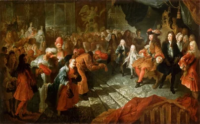 XIV. Lajos fogadja a perzsa nagykövetet a versailles-i Galerie des Glacesben, február 19., 17.