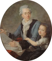 Claude Nicolas Ledoux építész portréja 1736-1806 lányával, 1782 körül.
