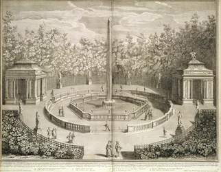 A kupolák szökőkútja, Versailles, 1715 körül (rézkarc)