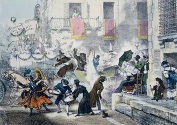 Antoine-Jean-Baptiste Thomas (1791-1833) konfettidobálás a római karnevál alatt, Olaszország