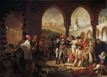 Bonaparte meglátogatja Jaffa pestis áldozatait (olaj, vászon