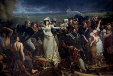 A francia Marie Therese, Angouleme hercegnőjének, Madame Royale-nak (1778-1851) behajózása Pauillacban 1815.04.02. Angliának Antoine Jean Gros (1771-1835) festménye. 1818 V. 3,26x2,04 m Bordeaux, musee des Beaux Arts