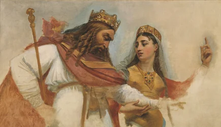 A Pantheon (Sainte-Geneviève templom) kupolájának vázlata: Clovis és Clotilde, 1811 körül (olaj)