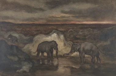 Elefántok a medence mellett, 1810-75.