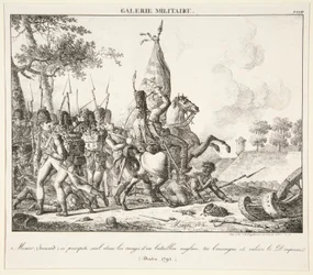 Menier (huszár) egyedül veti magát egy angol zászlóalj sorába, megöli a zászlóst és elfoglalja a zászlót (Druten, 1795)
