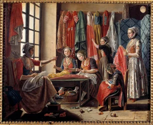 Varróműhely Arles-ban 1760-ban. Antoine Raspal (1738-1811) festménye, 1760. Arles, Musée Réattu.