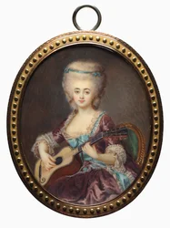 Egy gitáros nő portréja, Louise DAumont, Mazarin..., 18. század vége.