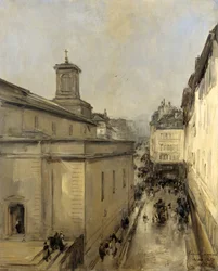 Kilátás a Notre Dame de Lorette-templomra és a Rue Fléchier-re, Párizsban