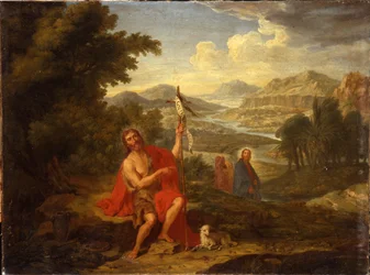 Keresztelő Szent János a Krisztust jelző pusztában, a Jordánon túl, 1759