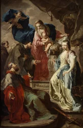 Szűz Mária négy szenttel - Szűz Mária négy szenttel - Antonin (Anton) Kern (1710-1747). Olaj, vászon, kb. 1735. Nemzeti Galéria, Prága