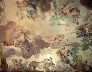 A béke diadala a háború felett, a mennyország részlete, a nagyterem fotójának mennyezetéről
